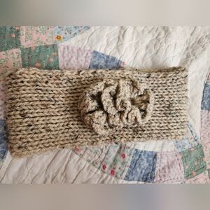 Cozy Knit Handmade Headband with Flower Accent